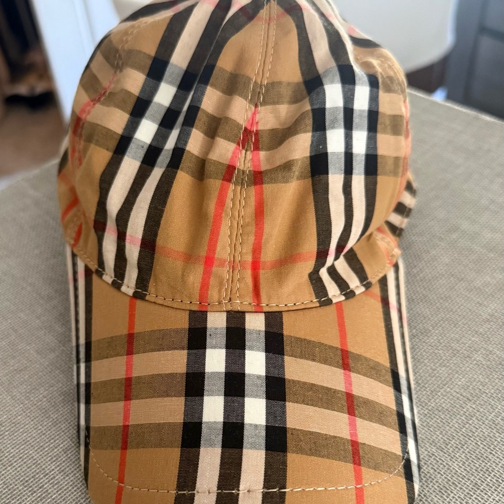 Burberry Tan, Black & Red Nova Check Strapback Cap